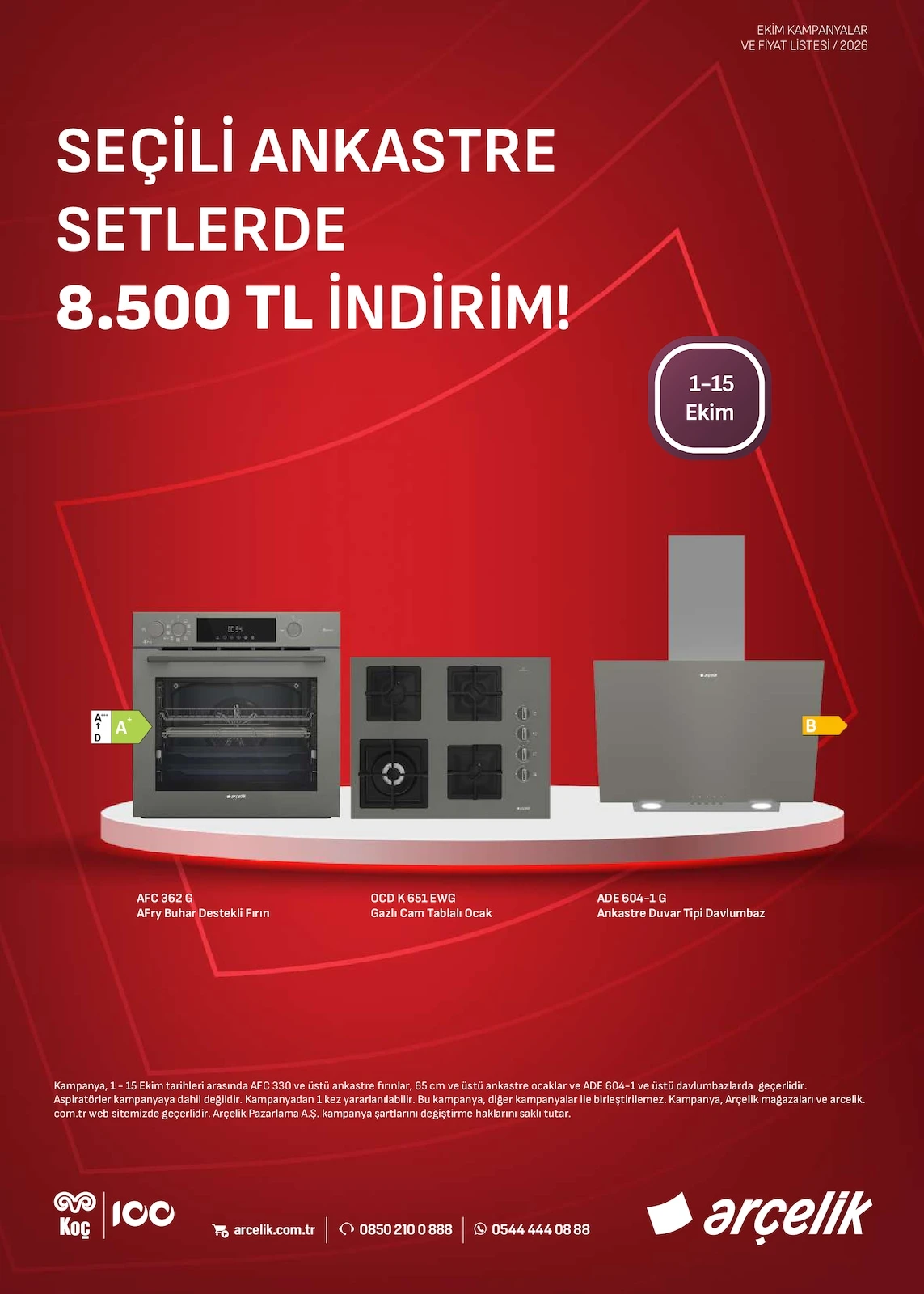 Arçelik - Ankastre Broşürü 01 - 15 Ekim 2026 kapağı