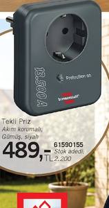 Brennenstuhl Tekli Priz Akım Korumalı Gümüş