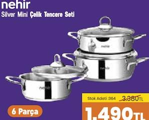 Nehir Silver Mini Çelik Tencere Seti 6 Parça