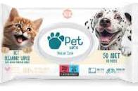 Petlove Evcil Hayvan Temizleme Mendili 50'li