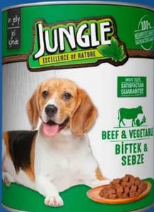 Jungle Biftekli-Sebzeli Konserve Köpek Maması 400 gr